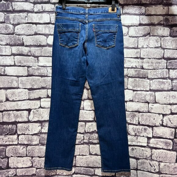 Levi Blue Perfectly Slimming Straight Leg Jeans Size 10 - Picture 6 of 9